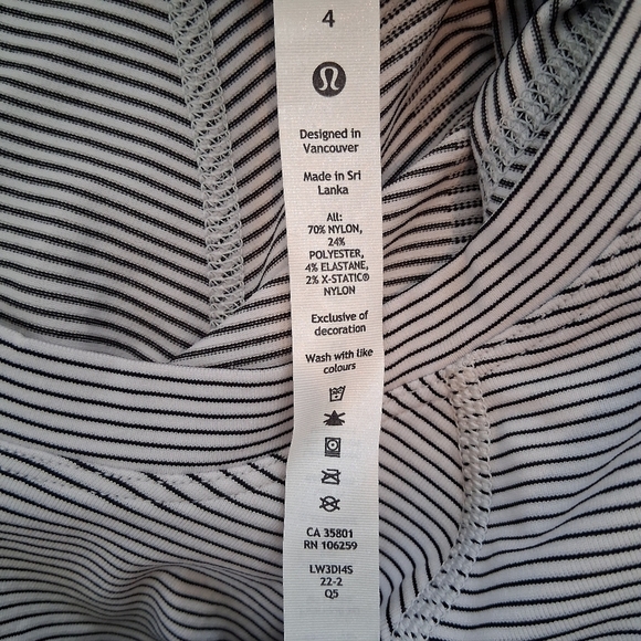 Lululemon Swiftly Tech Short Sleeve 2.0 Tempo Stripe White / Black Size 4 - Picture 6 of 8